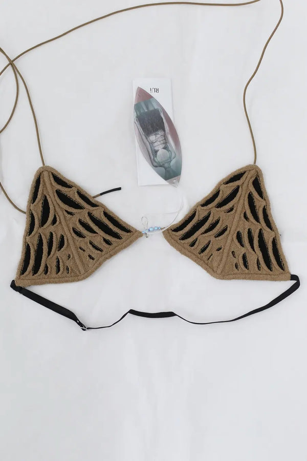 Rui Zhou 24 Spring/Summer Animal Pattern Triangle Cup Bra RUI-RSS24KN01-KFH Coffee&Onyx Coffee&Black